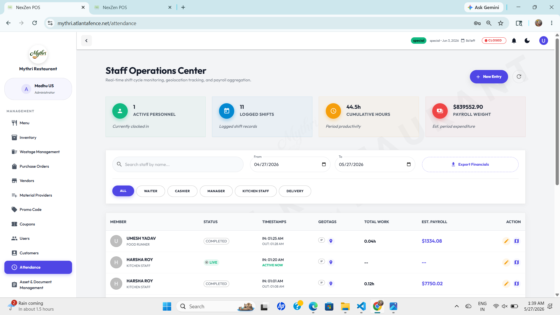 Staff Operations Center Dashboard