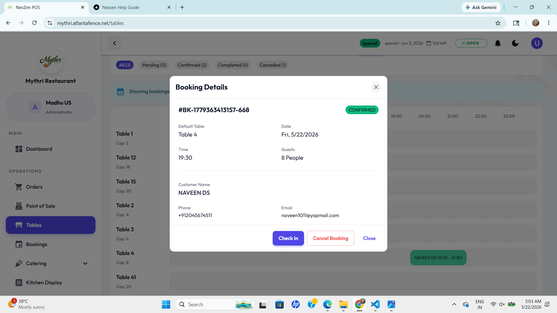 Booking Details Modal
