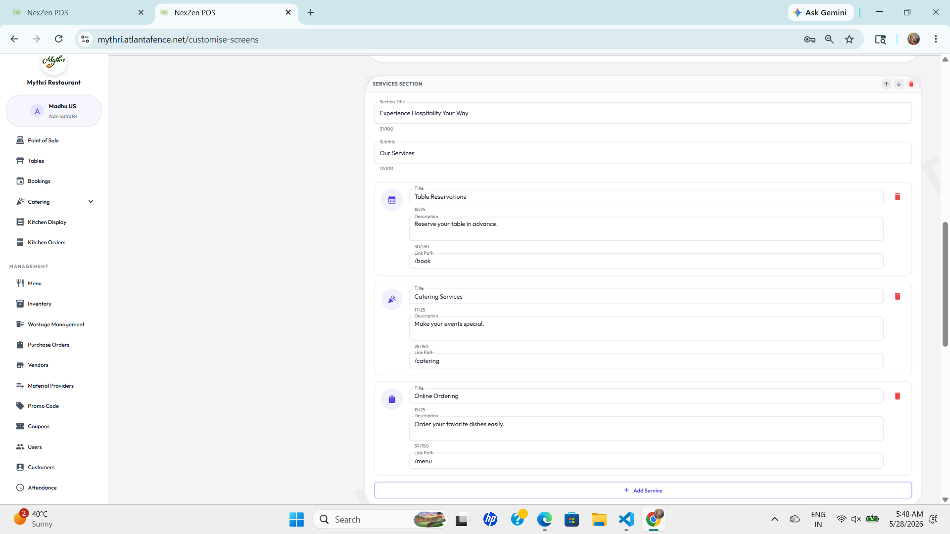 customise screens overview