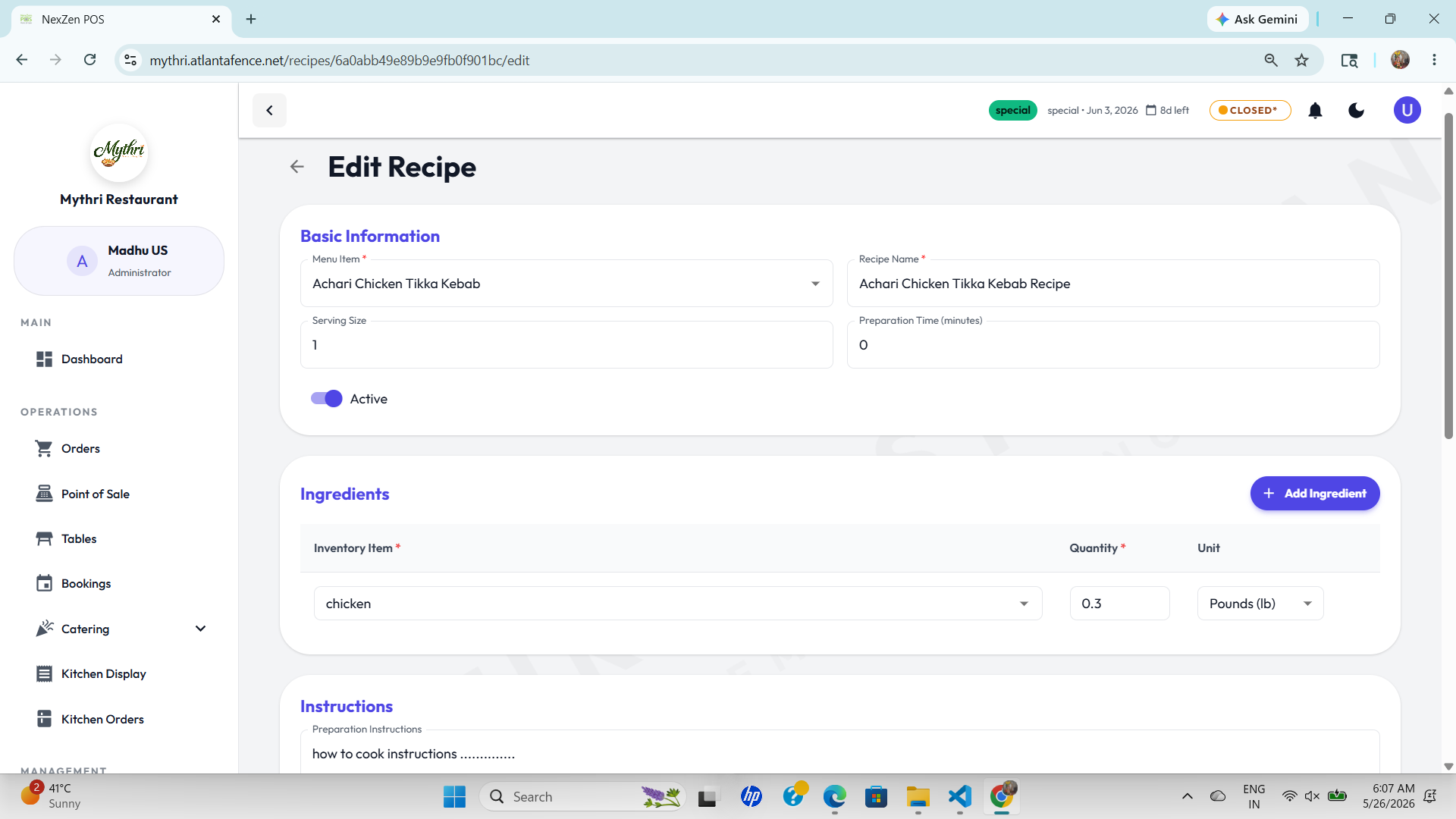  Edit Recipe