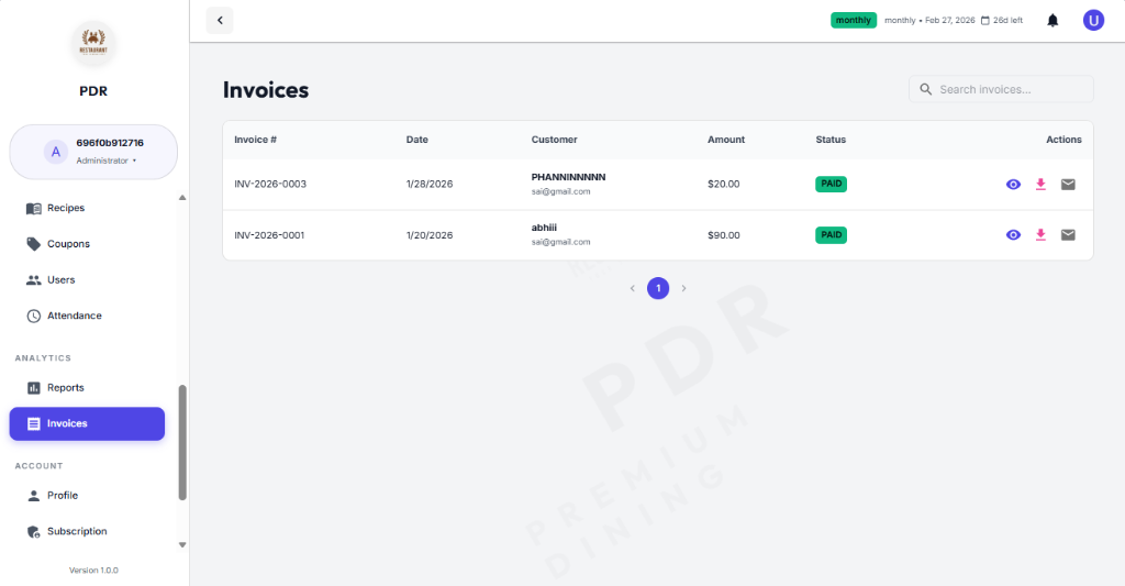 Invoices Management Dashboard