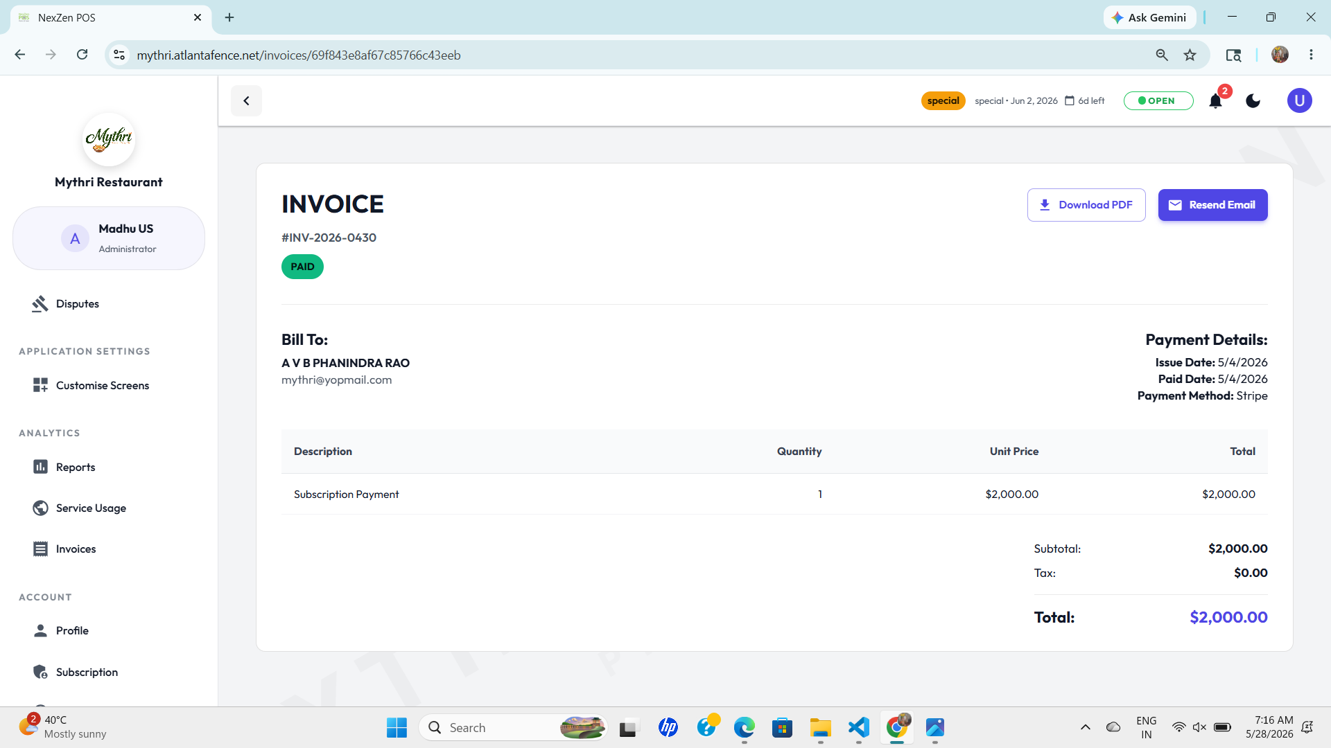 Invoices View Details