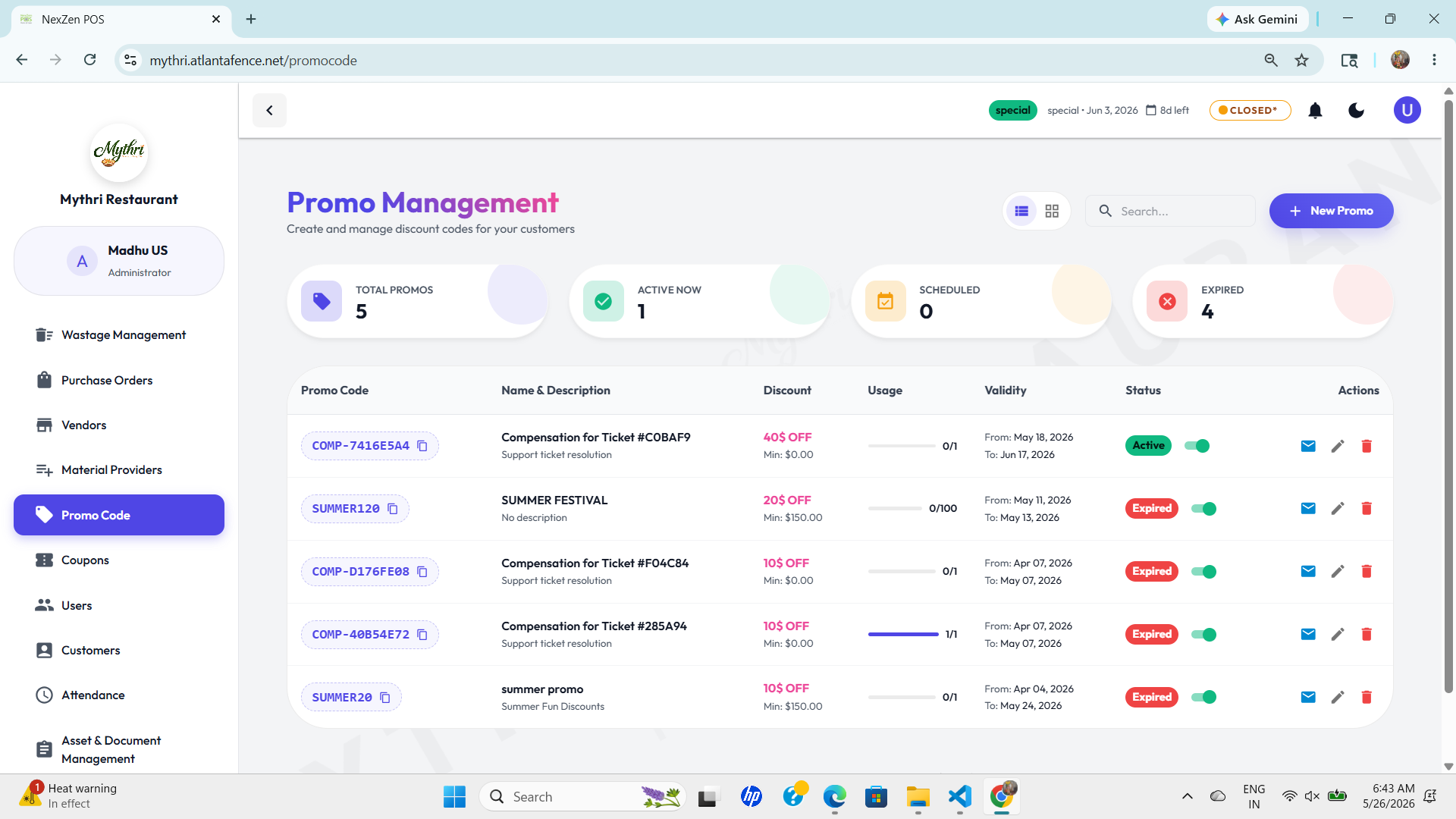 Promo Management Dashboard