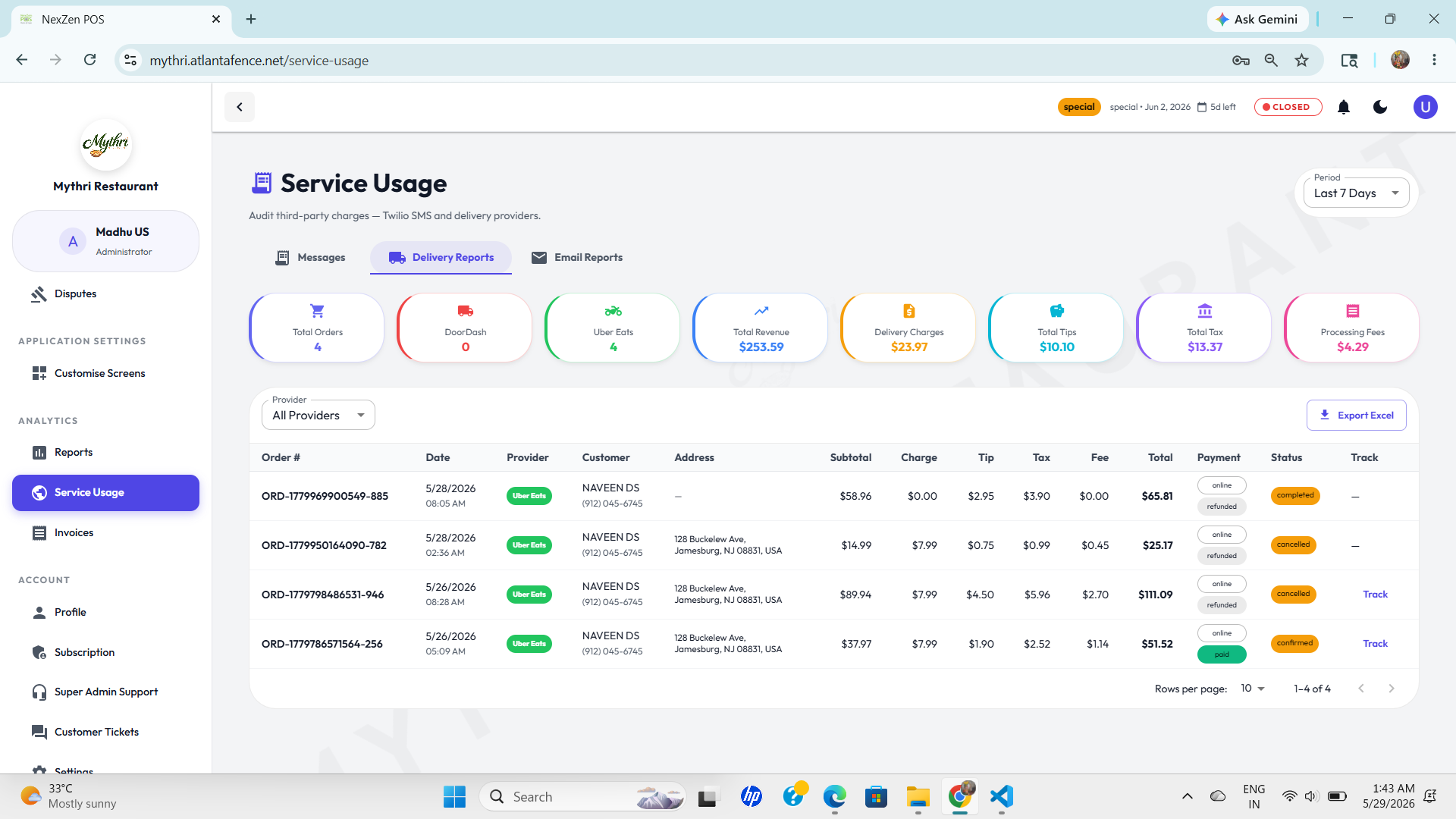 Delivery Reports Dashboard
