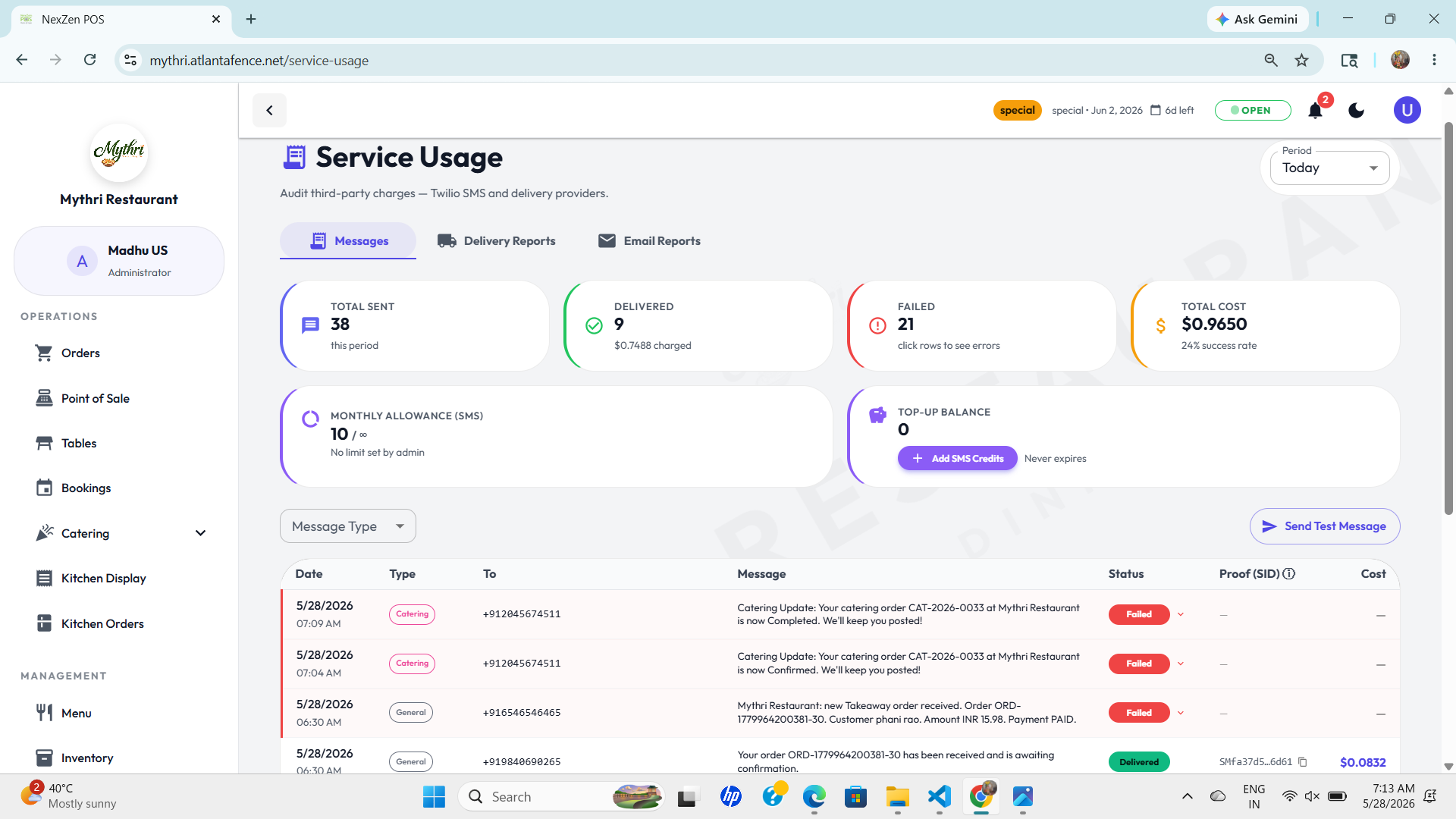 Service Usage Dashboard